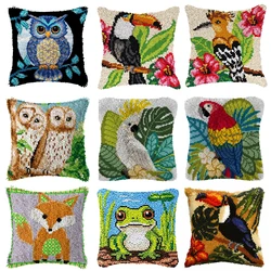 Bird Parrot Series Eagle Owl Latch Hook Mat Kits Embroidered Button Pad Package Smyrna Klink Haak Embroidery Pillow Knooppakket