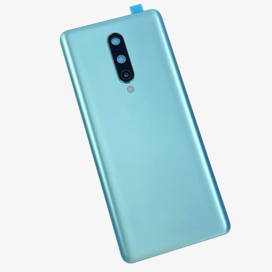 Penutup baterai A +++ casing belakang rumahan pintu belakang untuk penutup belakang OnePlus 8 5G dengan lensa bingkai kamera 1 + 8 suku cadang reparasi Logo