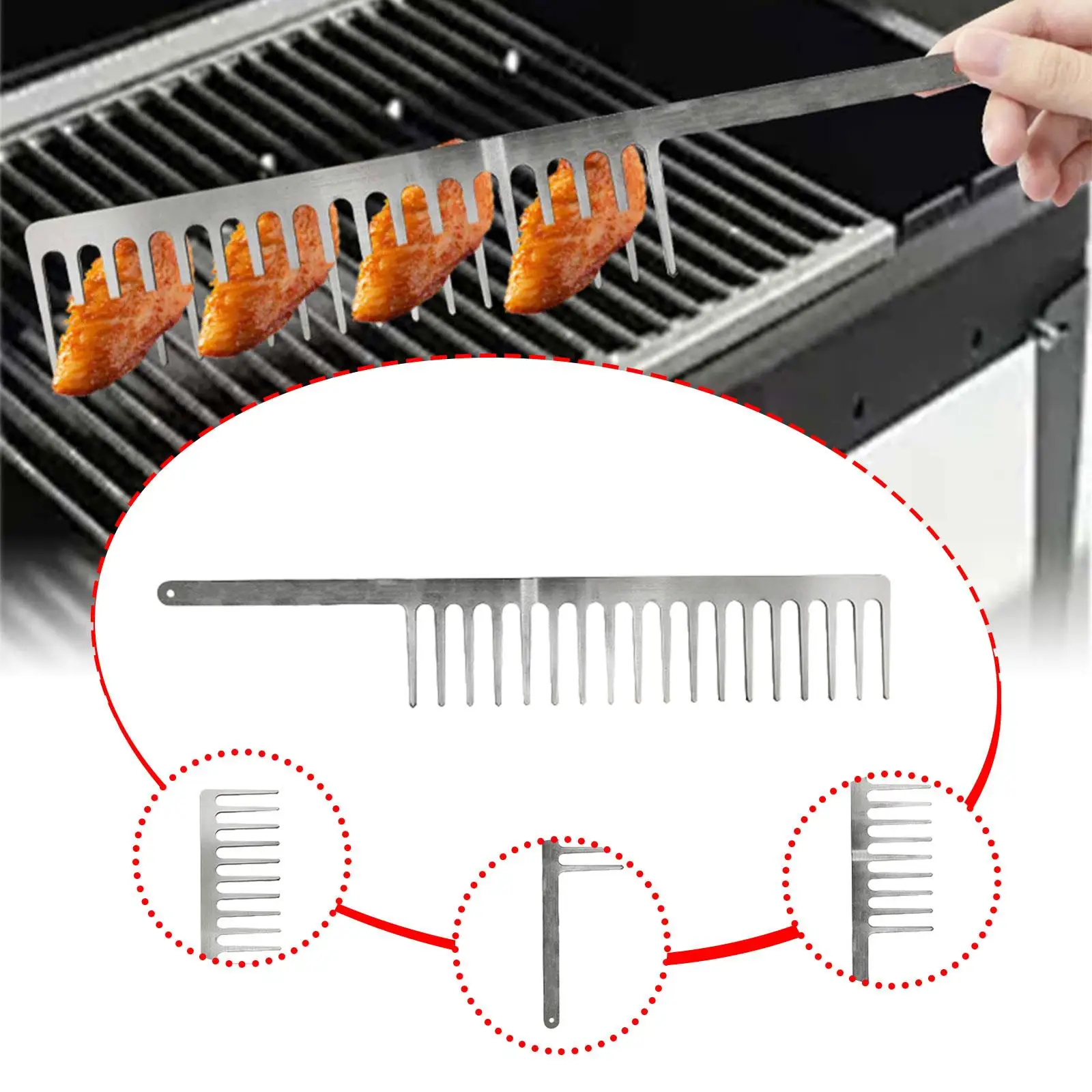 

Comb Grill Skewer Kebab Cooking Tools Reusable BBQ Skewers Kabob Skewers Sticks for Picnics Chicken Camping Outdoor BBQ