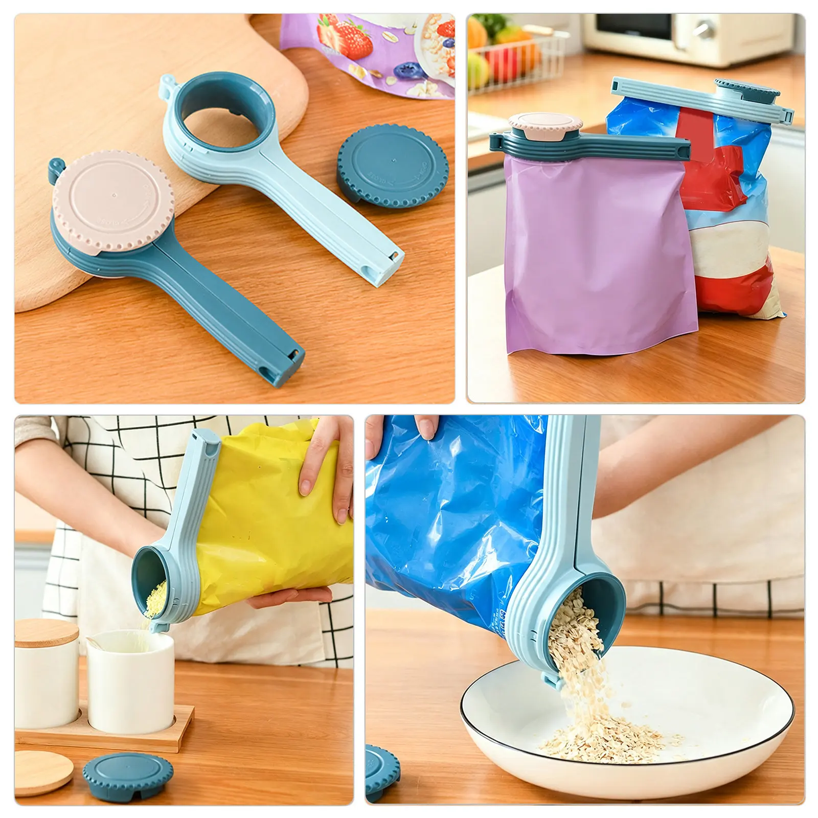1Pcs Snack Food Sealing Clip with Extra Wide Sealed Discharge Nozzle Easy Rotate Seal for Freshness Moisture Dust