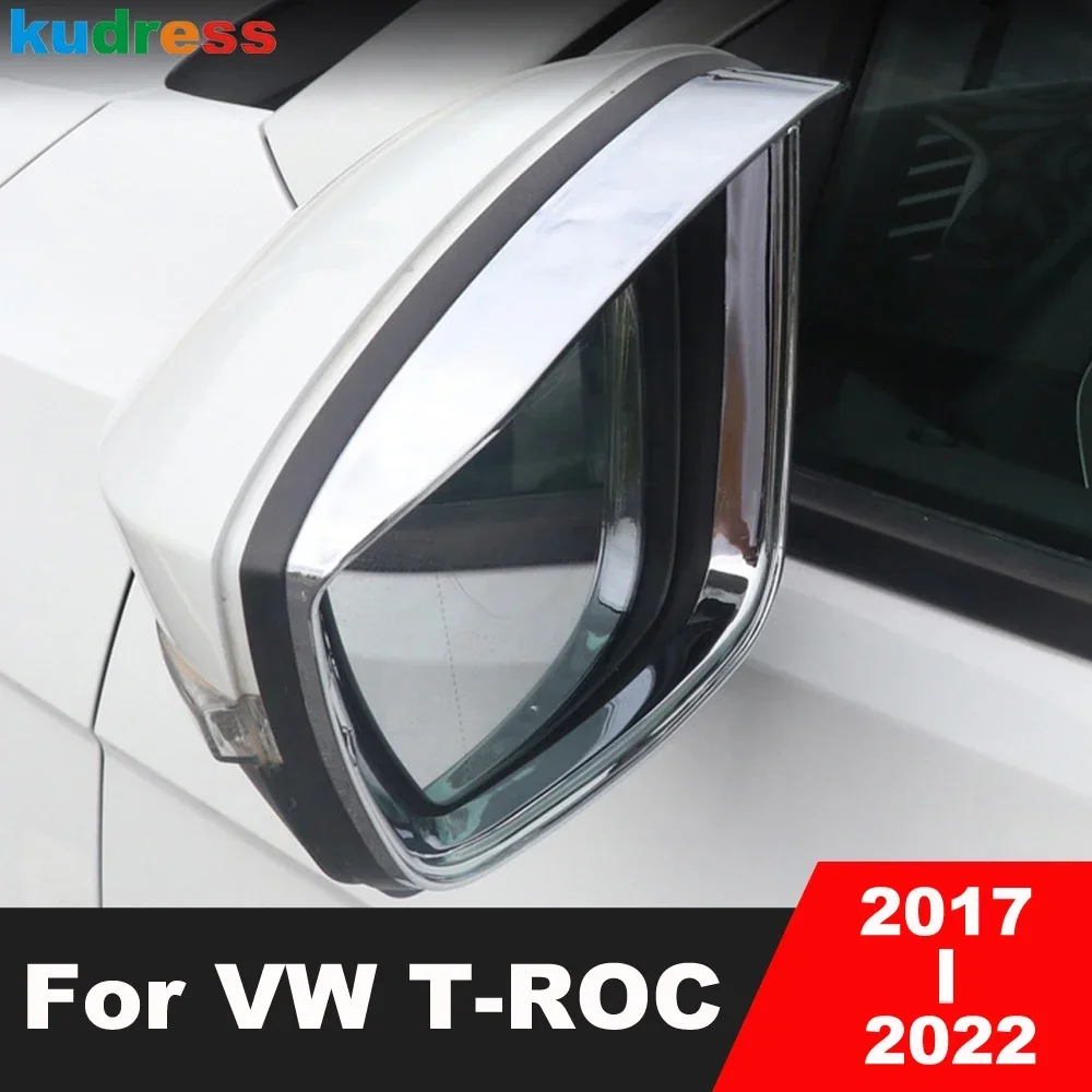 

Rearview Mirror Eyebrow Cover Trim For Volkswagen VW T-ROC TROC 2017-2022 Chrome Car Side Mirror Sun Visor Frame Accessories