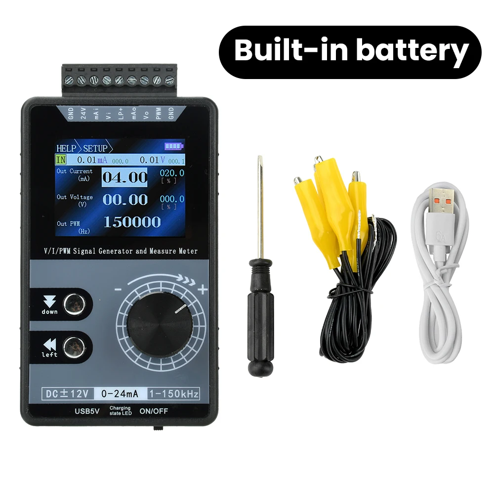 PWM Signal Generator 2‑inch Colour Screen Type‑C Port 0‑20mA 4‑20mA 0‑10V Current Voltage Simulator Calibrator for PLC Debug
