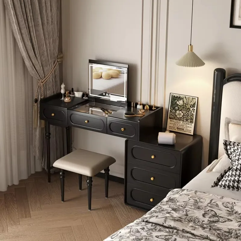 

Full Set Wooden Vanity Table Stool Aesthetic Luxury Living Room Dresser Makeup Organizer Beauty Meuble Coiffeuse Home Furniture