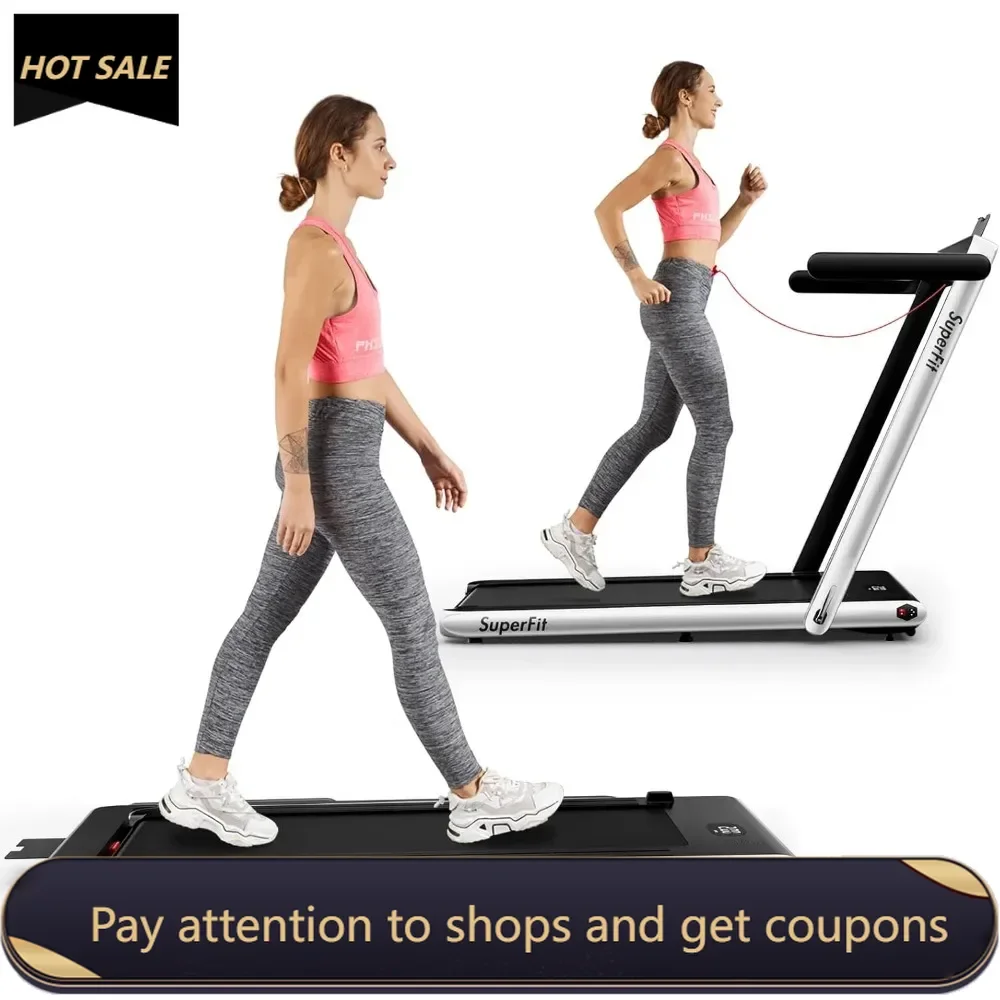 2 in 1 Folding Treadmill, 2.25HP Superfit Under Desk Electric Treadmill, Installation-Free with Remote Control, APP Control