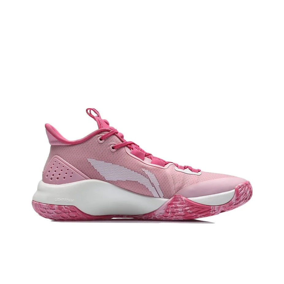 Li Ning Combat Low Basketball Shoes Men's Mid Top Peach Pink/White ABPR027-6 view 3