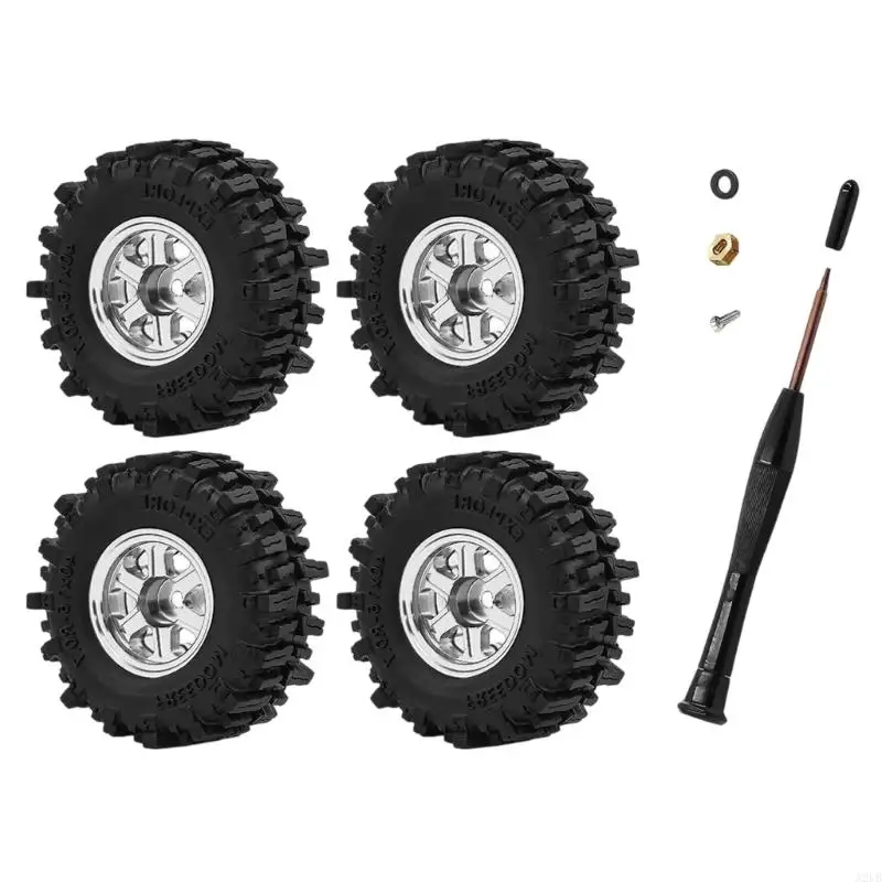 Packung mit 1 Satz SCX30 0,7-Zoll-Gummirädern mit Reifen mit festem Halt für funkgesteuerte Modelle Maßstab 1:30 A2UB – Detail 2