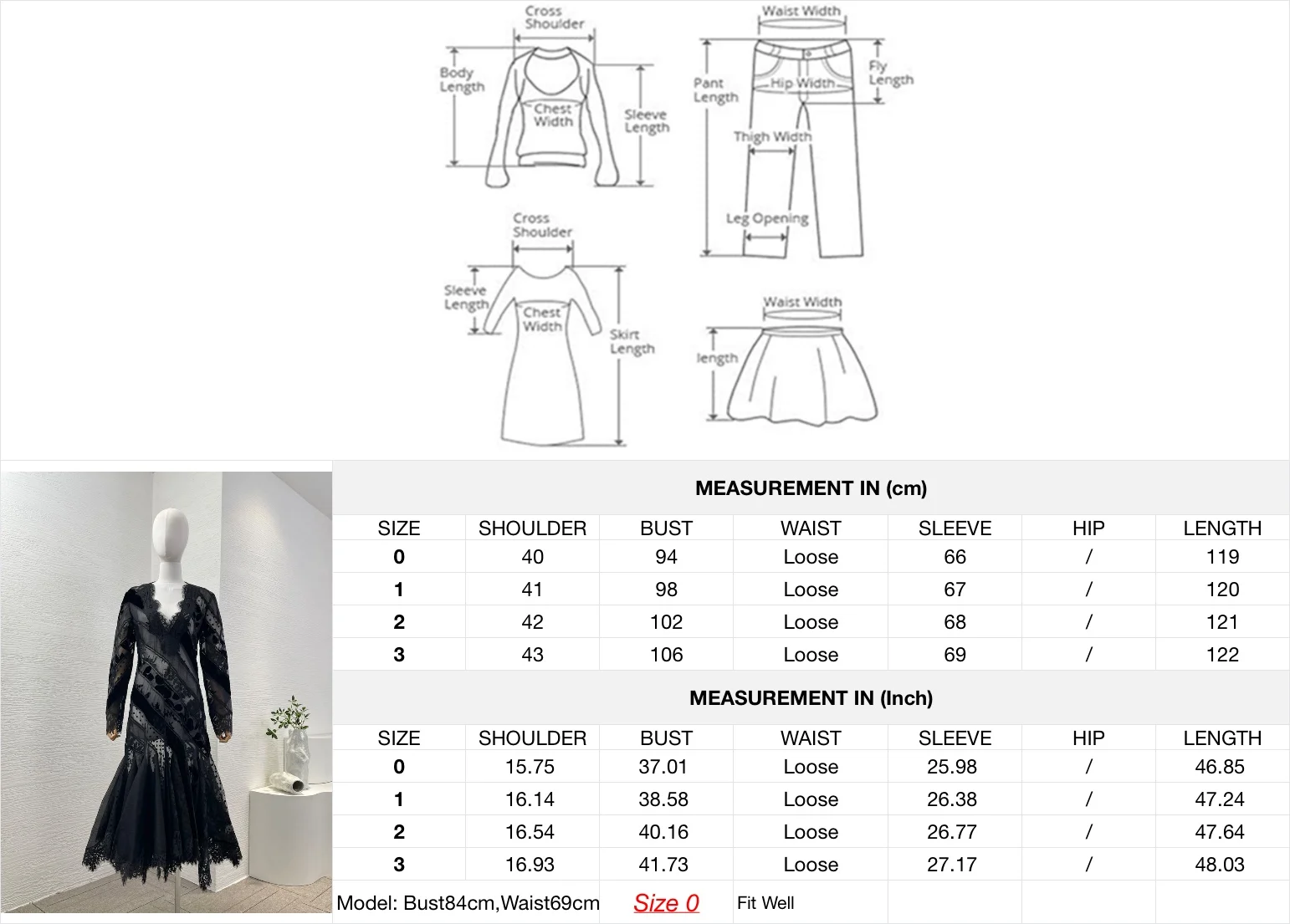 2025 New Hot Black Beige Lace Patchwork Irregular Hem Pleat V Neck Midi Dress for Women