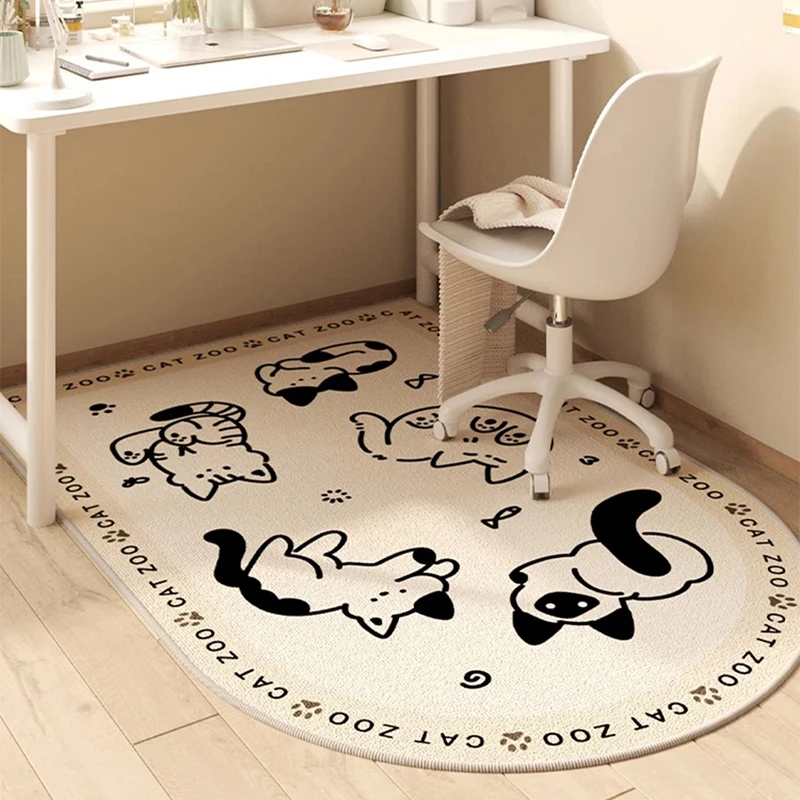 

Study Carpet Anti-slip Dirt-resistant Waterproof Rugs Semicircular Animal Text Cartoon Swivel Chair Floor Mat Loop Pile TPR 양탄자