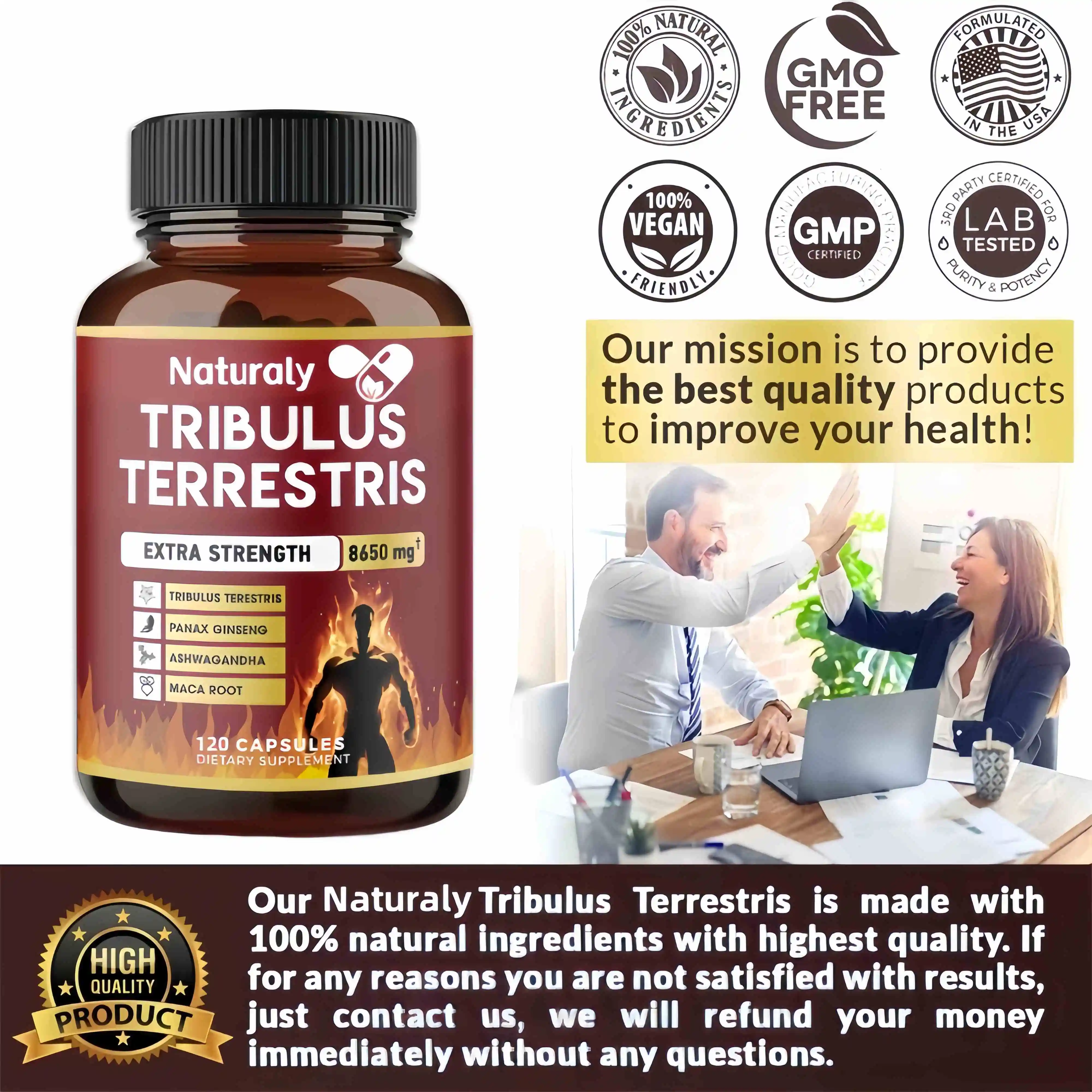 Tribulus Terrestris Extract Capsules for Men and Women - Supports Energy, Mood, Endurance and Athletic Performance