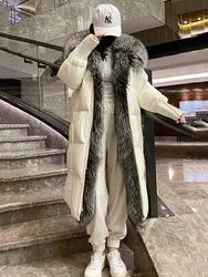 Winter Real Fox Fur Coat Women Puffer Jacket Long Down Jacket With Fur Collar Real Fur Coats For Women Winterwear Parka Women