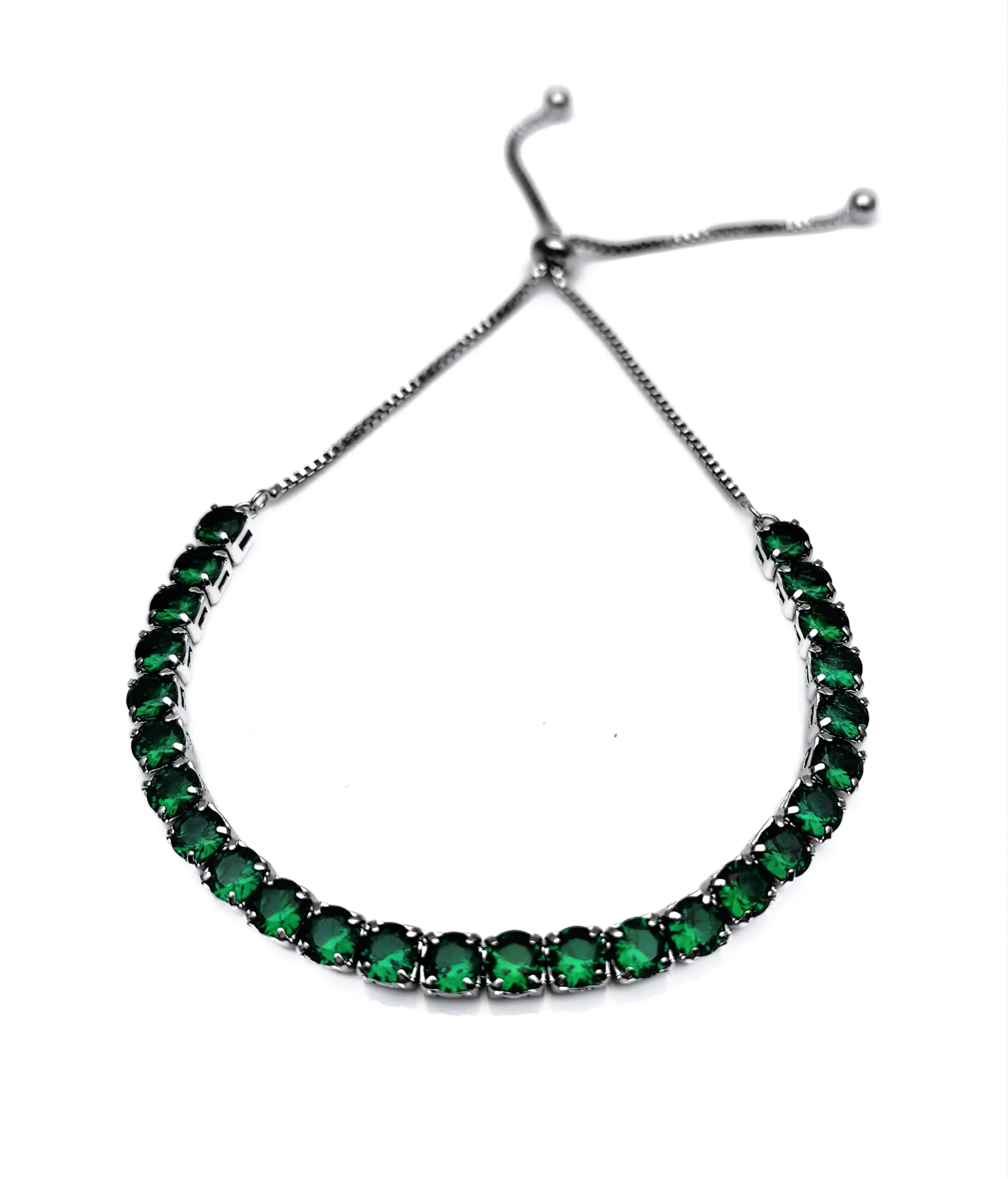 

JLB-448 New arrival silver anklet with 5mm Round Cut Green gemstone Bracelets for girls and New Year Gifts