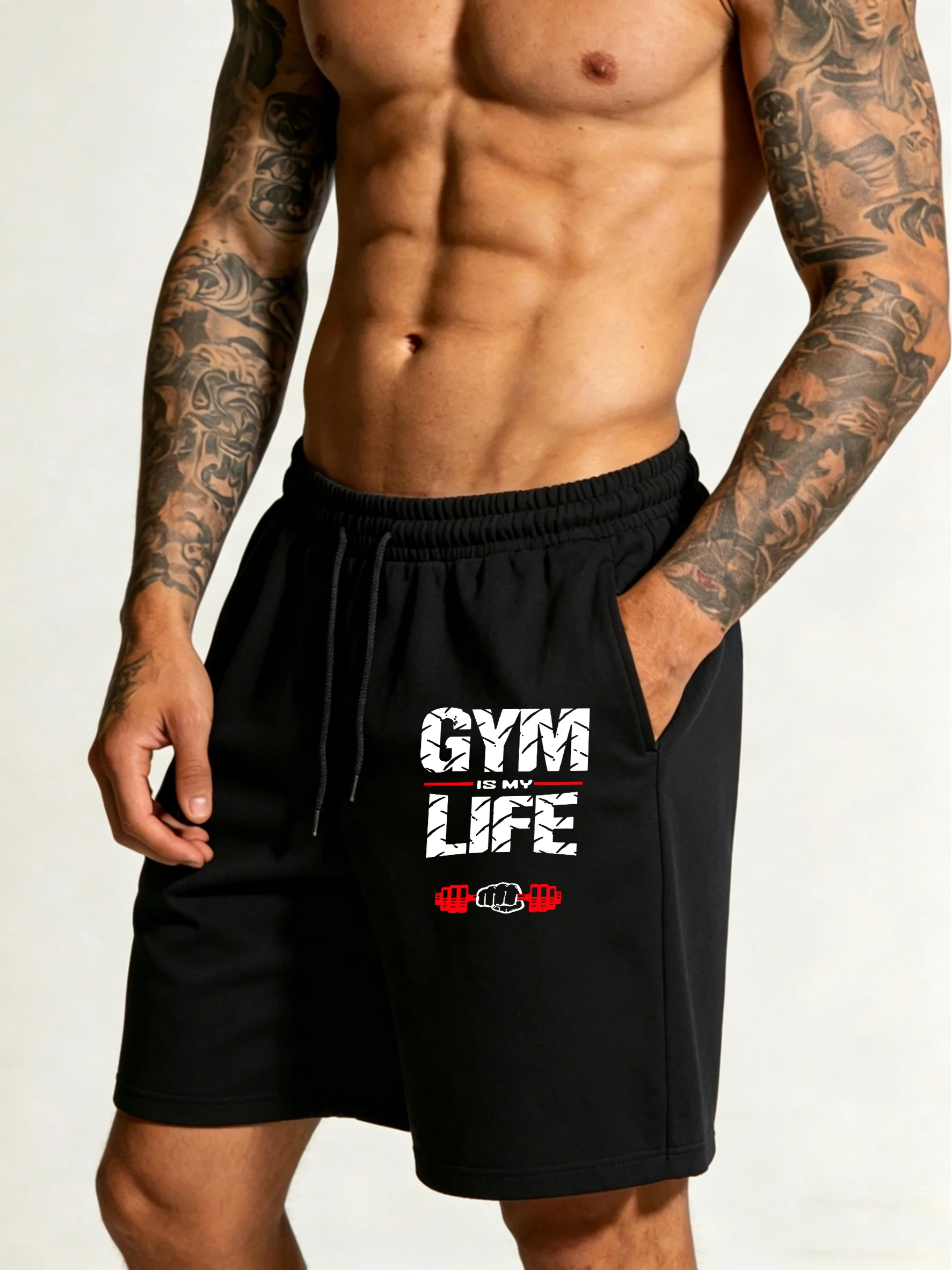 

Gym Is My Life Design Summer Fitness Shorts Male Loose Beach Swimming Trunks Sport Drawstring Clothing All-Match Soft Bottom