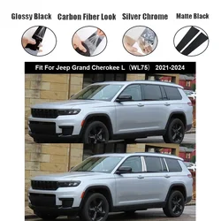 8Pcs Car Pillar Post Molding Trim Cover Stickers For Jeep Grand Cherokee L (WL75) 2021 2022 2023 2024 Auto Exterior Accessories