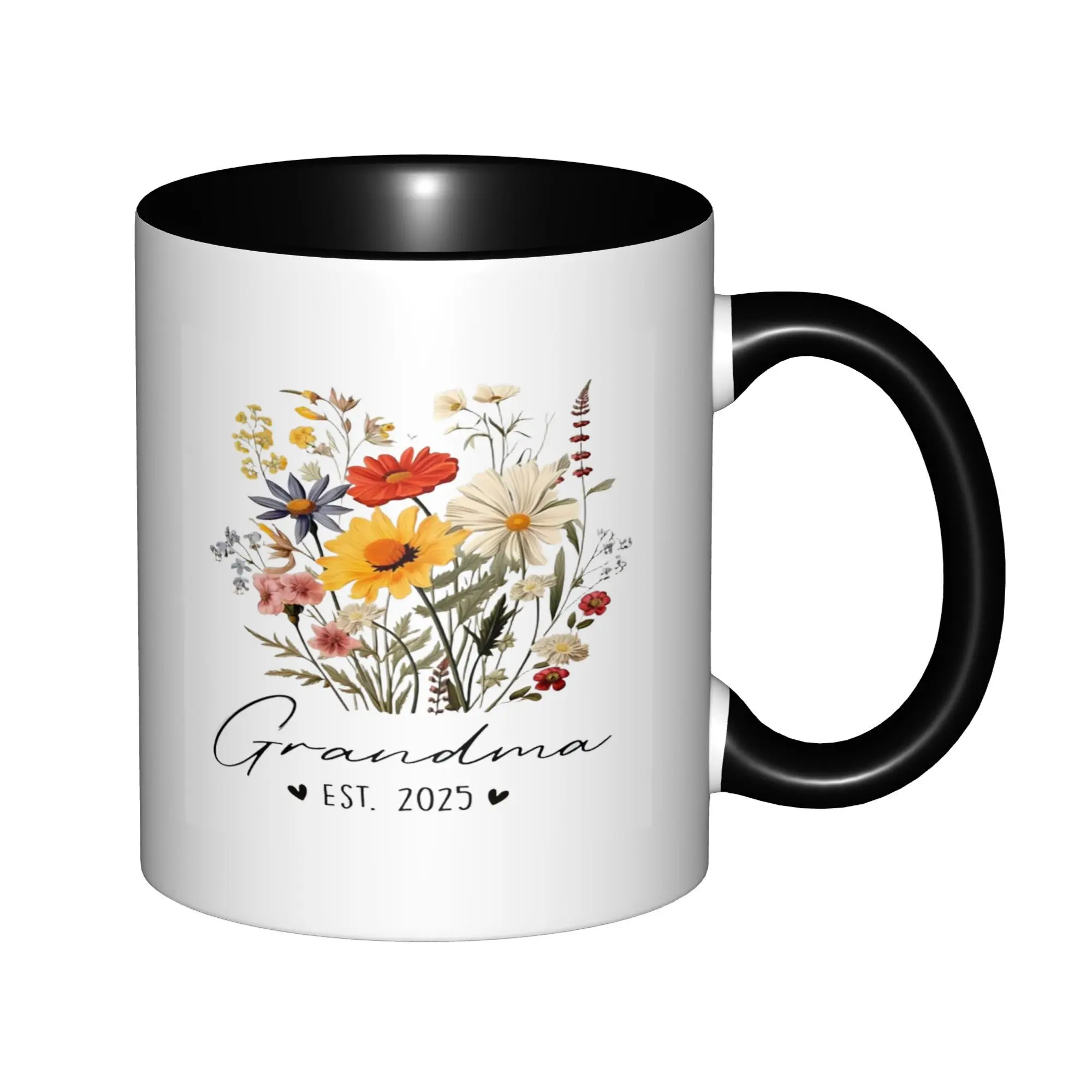 

Promoted to Grandma Est 2025 Mugs With Black Handle Birthday Coffee Mugs Ceramic Tea Cups 11oz