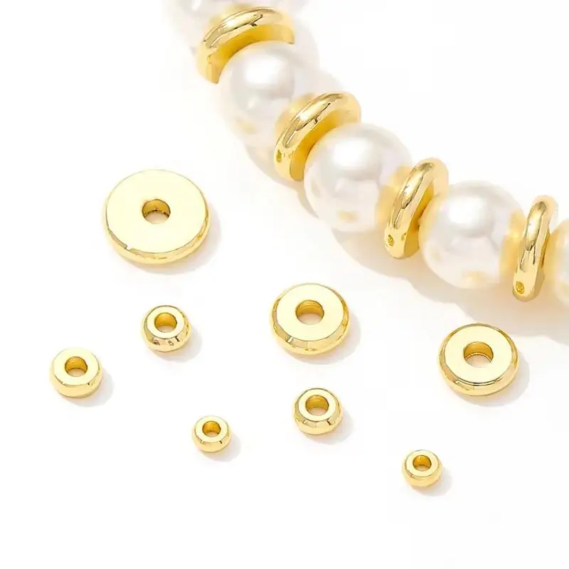 50 Stück DIY-Schmuckzubehör, vergoldete Messing-Flachperlen für Armbandherstellung, Schmuckbeschläge – Detail 6