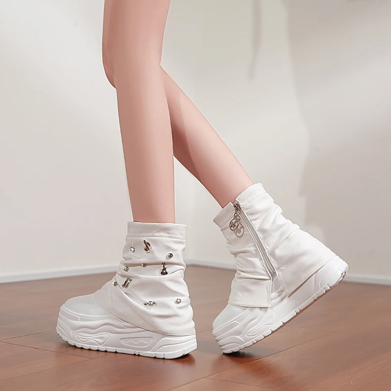 Women Boots Platform Trouser Legs High Boots Trend Punk Gothic Shoes New Rock Leather Fashion Women's Shoes Motorcycle Footwear