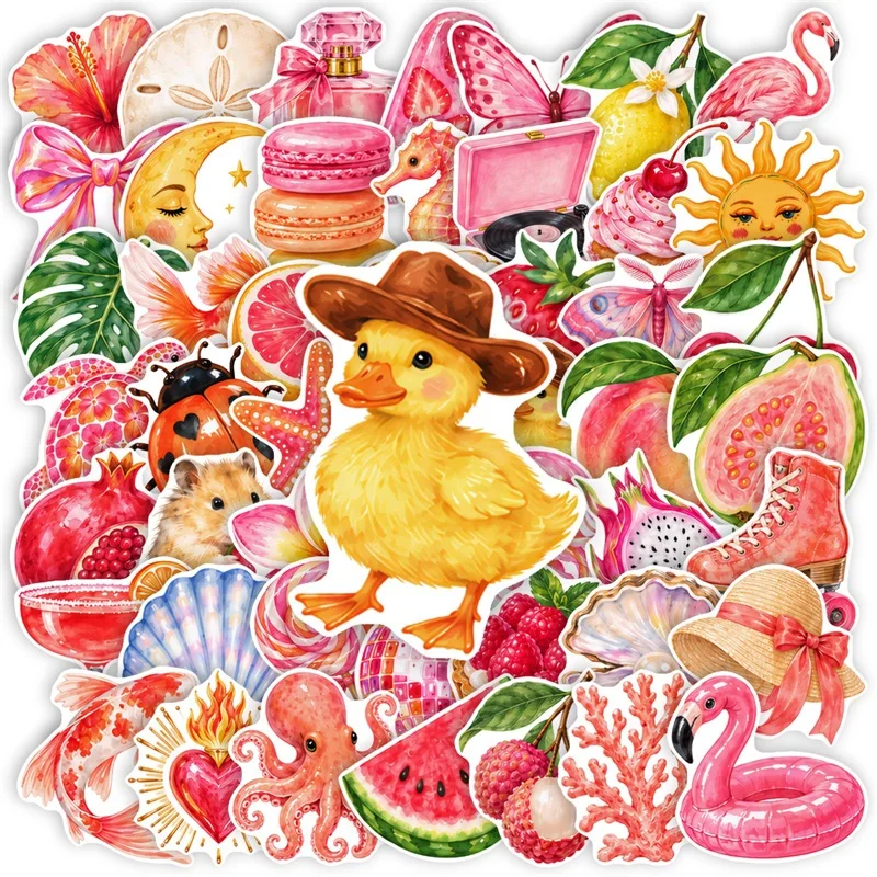 10/30/50PCS Pink Dessert Animal Sticky Sticker Aesthetic DIY Hand Accounting Phone Decoration Scrapbooking Stationery Supplies