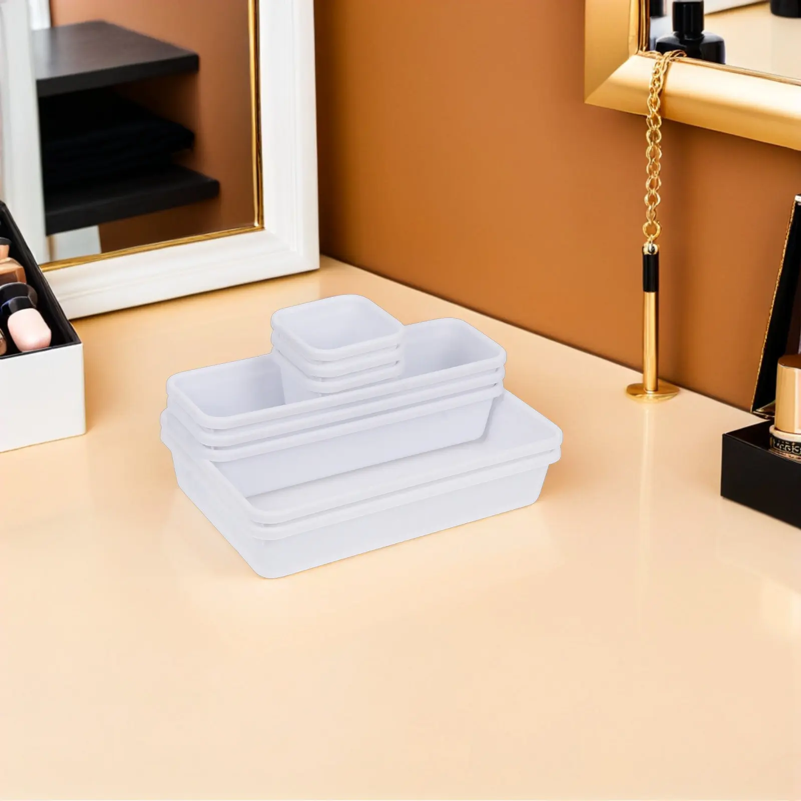 16Pcs Plastic Storage Case Set Multifunctional Compartment Storage Box for Desktop Cosmetics Organizer Bathroom Drawer Desk