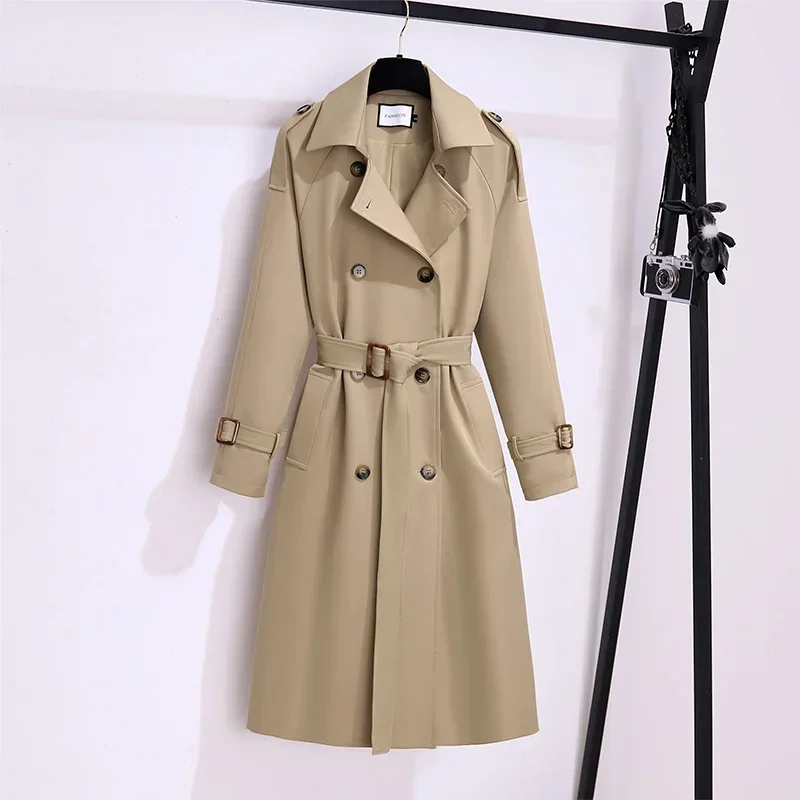 Trench Coat for Women Double Breasted British Trench Coats and Jackets Women 2024 Winter Clothes Women Tie Waist Long Coat Women