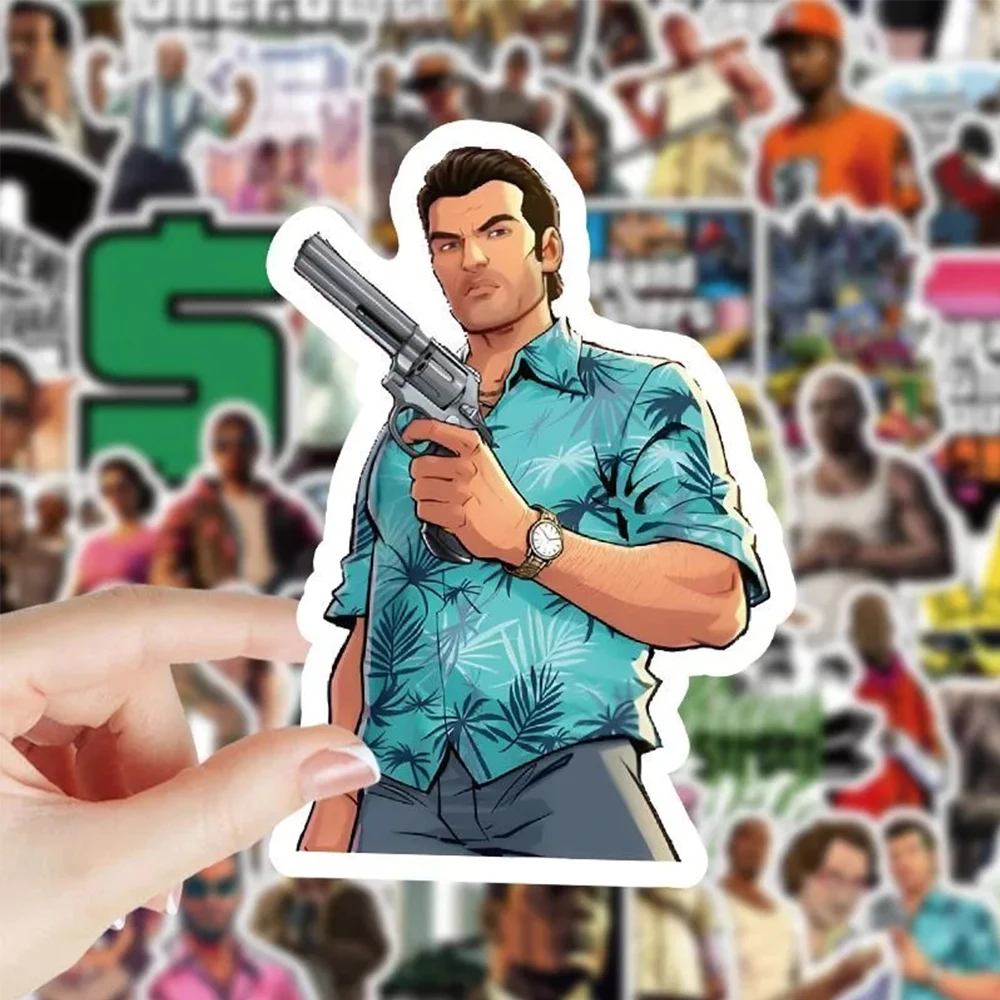 10/30/50pcs Game GTA Grand Theft Auto Stickers Graffiti Waterproof Decals Luggage Phone Case Laptop Cool Cartoon Sitcker for Kid