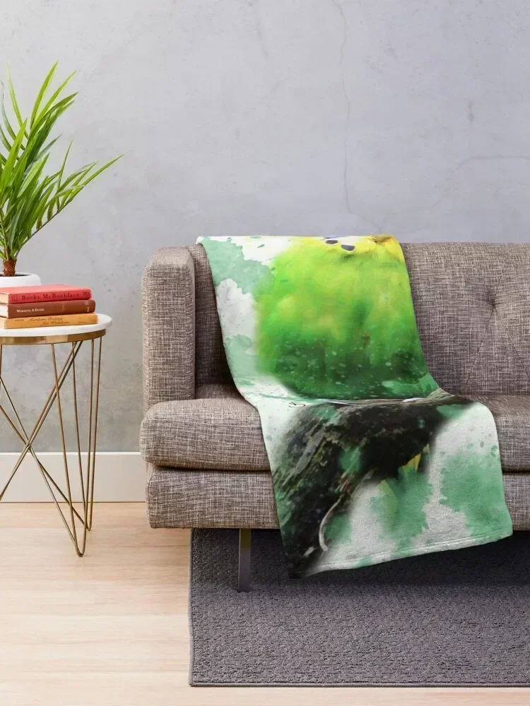 Budgie Watercolour Throw Blanket