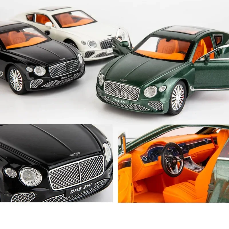 Bentley Continental GT-High Simulation Diecast Metal Alloy Model Car para crianças, som e luz, coleção Pull Back, presentes de brinquedo, A539, 1:24