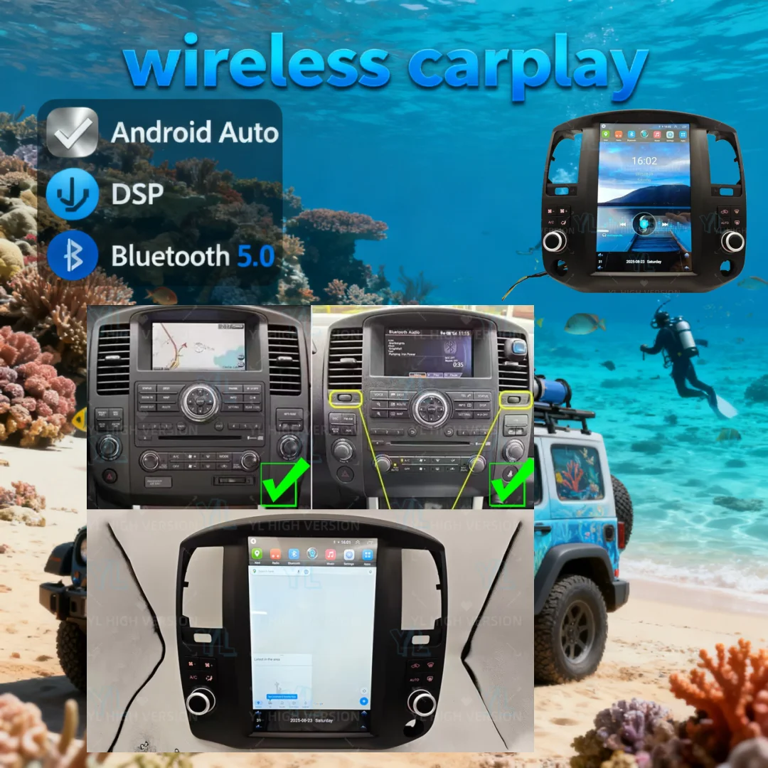 

12,1-дюймовый сенсорный экран Android 14.0 для Nissan Pathfinder 2008-2012, автомобильный радиоприемник, стерео, мультимедийный GPS, головное устройство Carplay Auto BT 5.0
