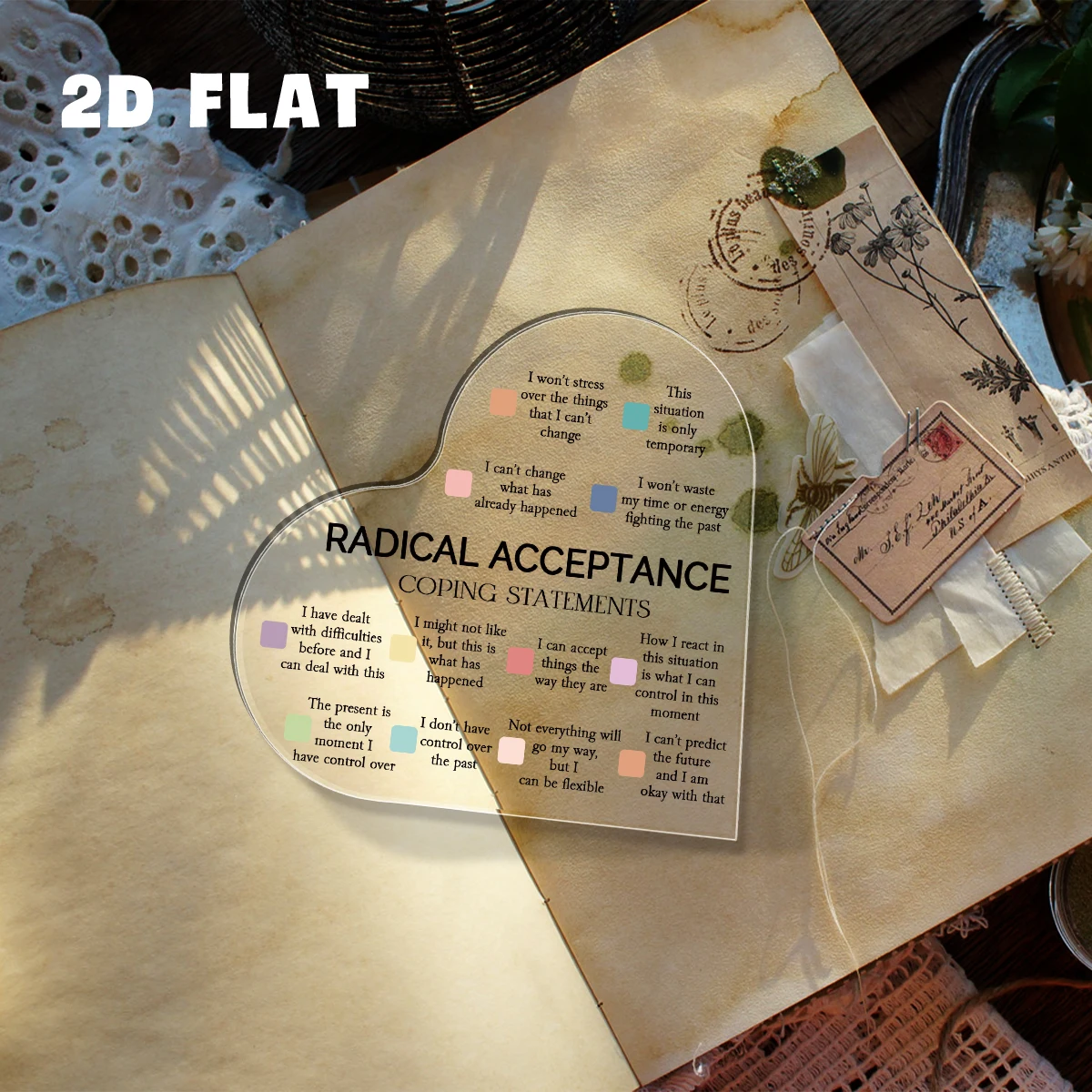 1pc Acrylic Heart-Shaped Radical Acceptance Sign Plaque,Relaxation Office Decor,Counseling Tool For Therapist,Room Ornament Gift