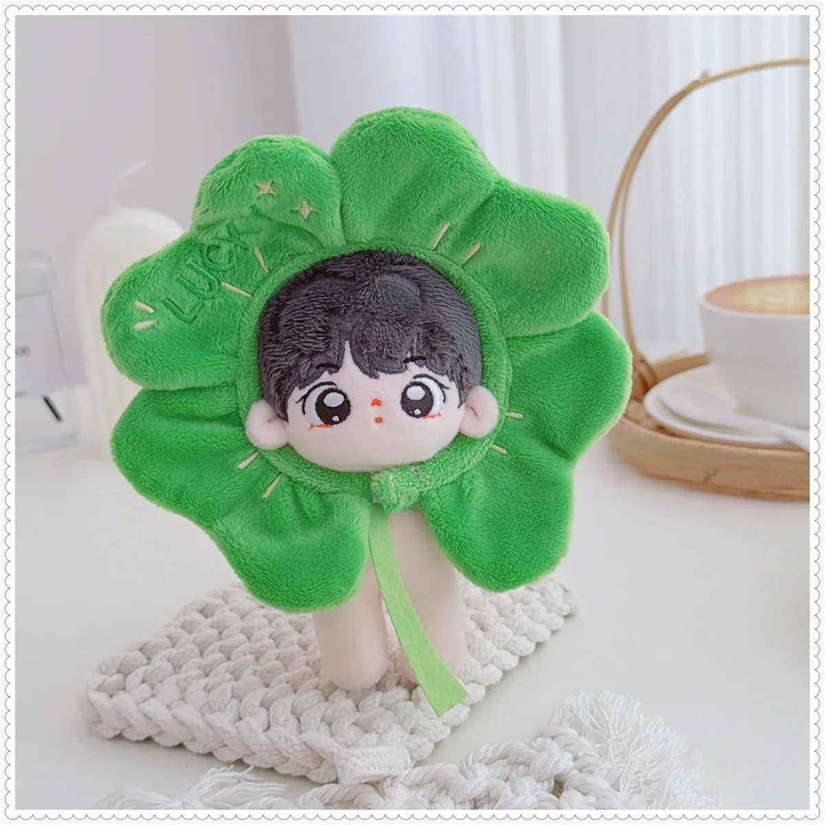 10-17cm Kawaii Mini Idol Doll Clothes Cartoon Cute Four Leaf Clover Headband Hat Plush Doll Clothes Accessories Toys Gifts