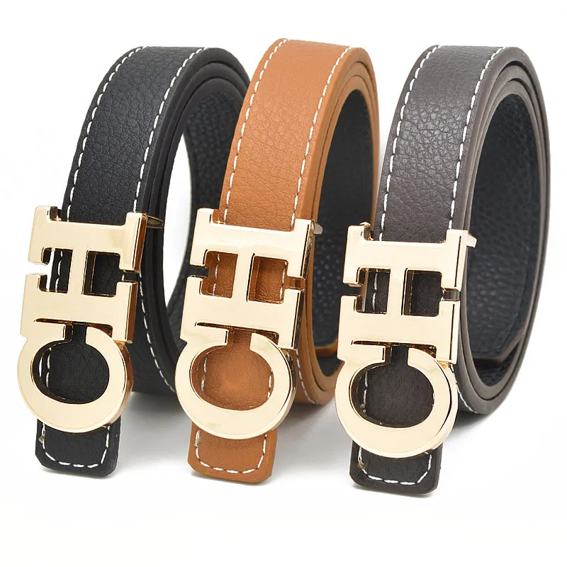 New Men's and Women's Belts Fashionable and Popular Letter Buckle Real Leather Versatile Jeans Decoration Men's and Women's