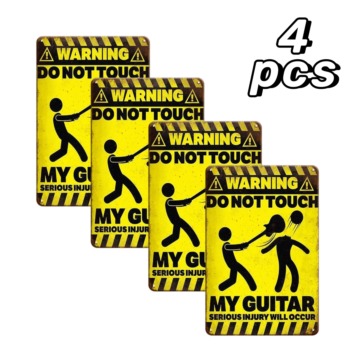 لافتة معدنية مضحكة من القصدير ، ملصقات ، ديكور موسيقى عتيق ، فن حائط ، زينات أغاني ، موسيقى ، لا تلمس ، جيتار ، موسيقى ، 2 * ، 4