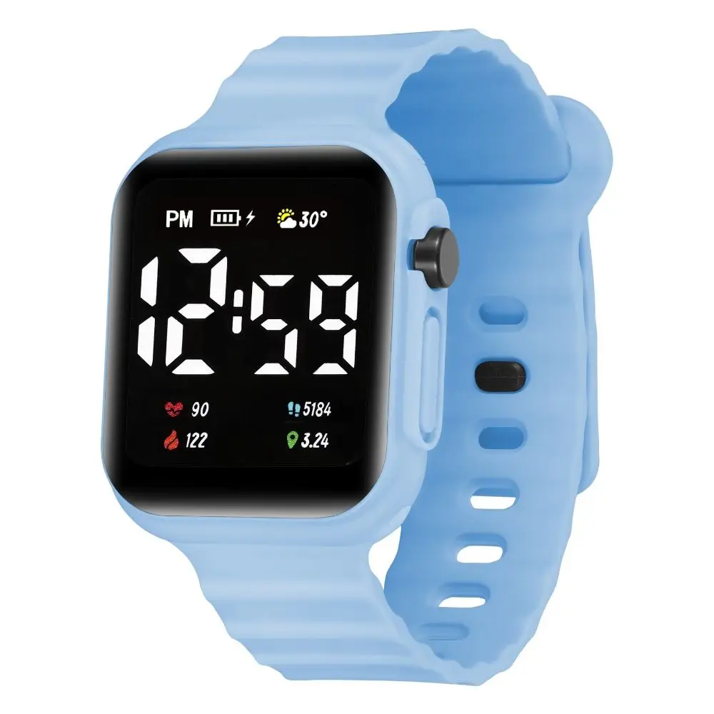 Jam Tangan Elektronik Tali TPE Kualitas Tinggi Jam Alarm Multifungsi LED Jam Tangan Universal Tampilan Digital untuk Anak-anak