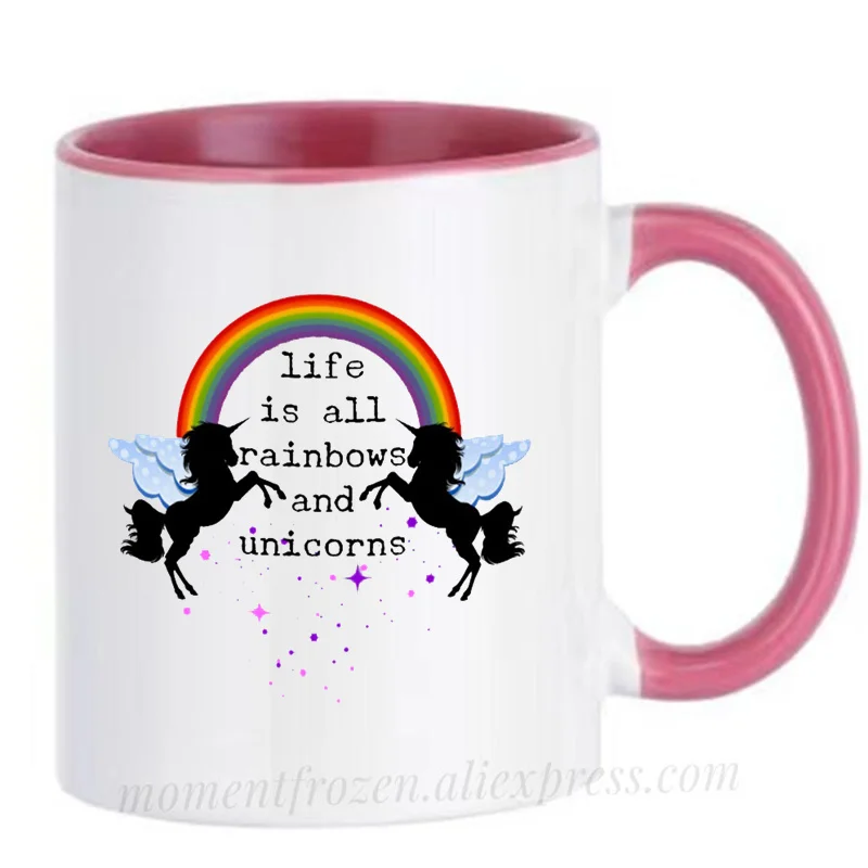 Unicorn Coffee Cups Rainbow Mugs Birthday Gifts Office Decal Household Home Kitchen Milk Drinkware Tableware Coffeeware Teaware