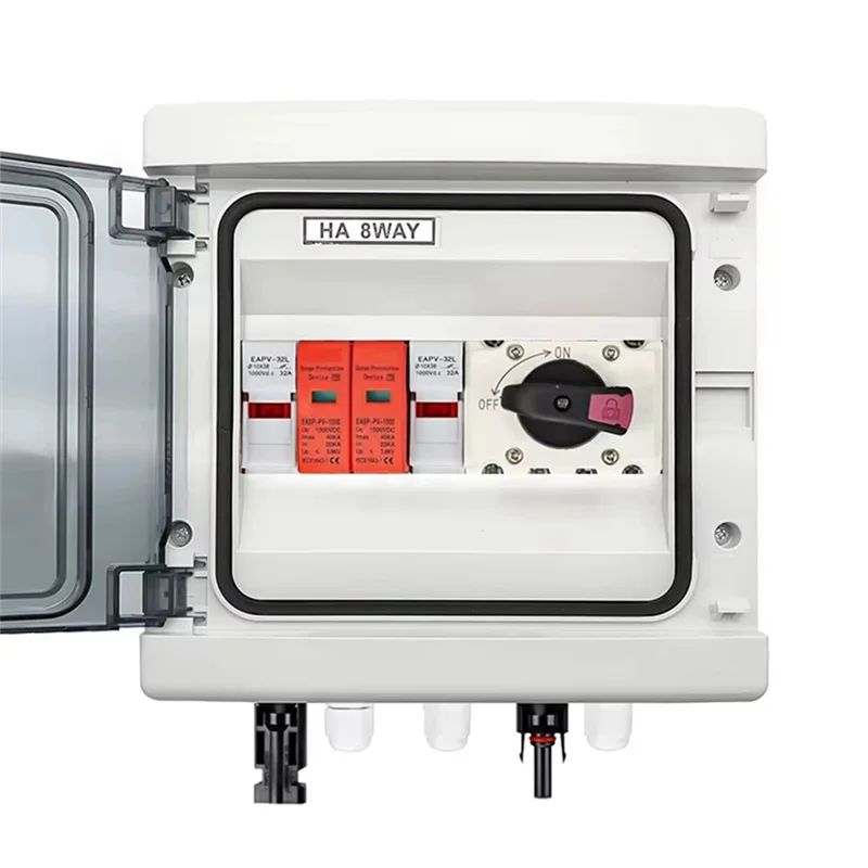 

COSW-Solar Photovoltaic PV Combiner Box With Protection 1 Input 1 Out DC 1000V 15A Fuse MCB SPD Waterproof Box