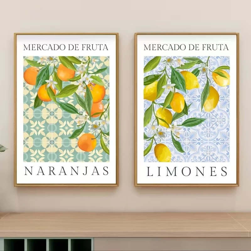 

2pcs Canvas Art Prints Lemon Orange Simple Wall Decorations Canvas Posters Living Room Bedroom Kitchen Corridor Home Decorations