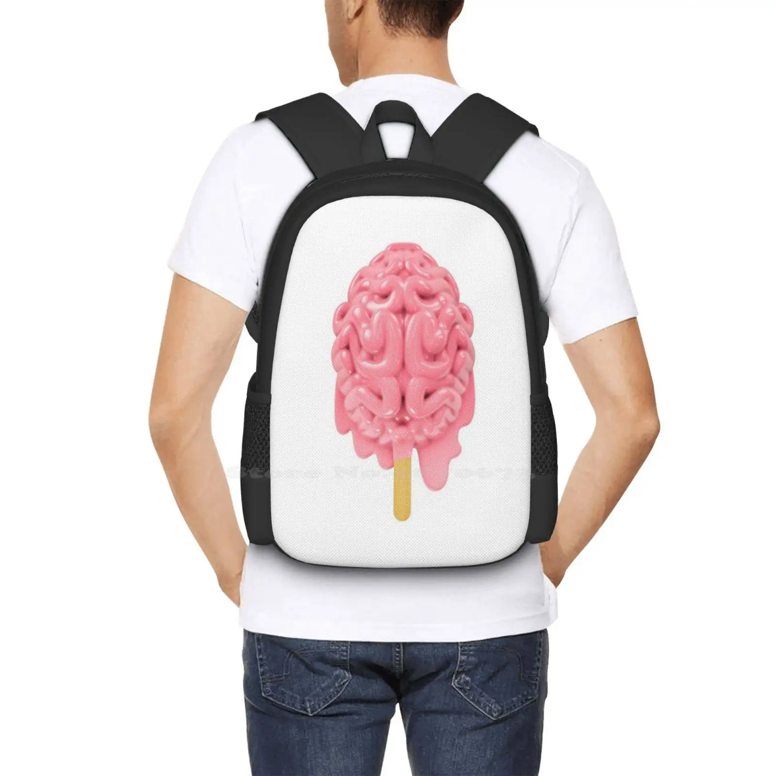 Popsicle Brain Melting Teen College Student Backpack Pattern Design Bags Idea Mind Imagination Human Brain Cerebellum Thought