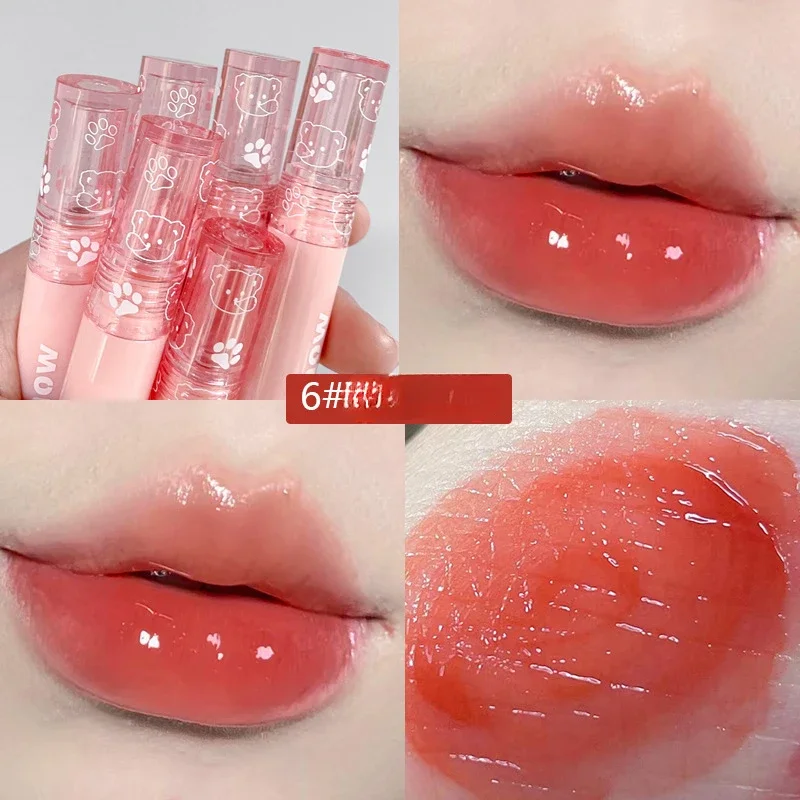 Long Lasting Cherry Pink Mirror Water Dyeing Lipgloss Lip Glaze Waterproof Moisturizing Liquid Lipstick Sexy Red Lip Tint Makeup