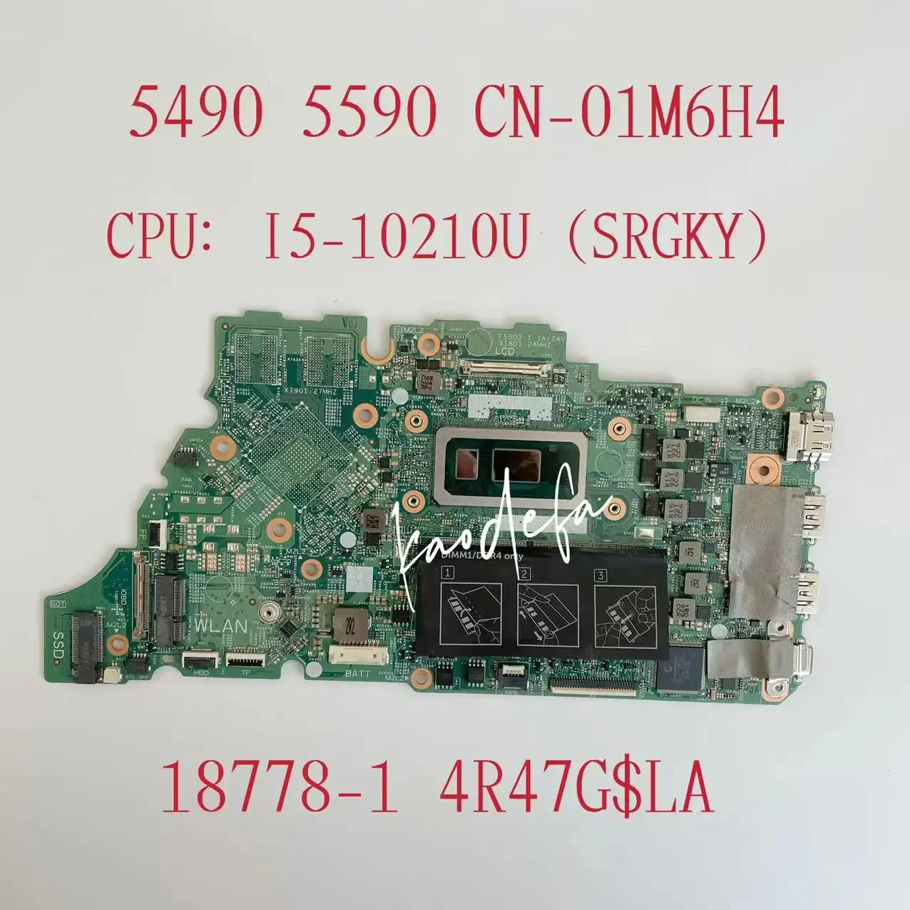 

18778-1 Mainboard For DELL Inspiron 5490 5498 5590 5598 Laptop Motherboard CPU:I5-10210U SRGKY RAM:4G CN-01M6H4 01M6H4 1M6H4