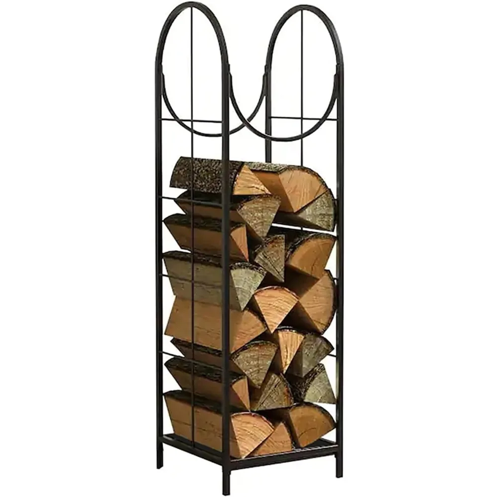 4ft High Capacity Firewood Rack Outdoor, Space-Saving Indoor Wood Storage System, Durable Log Stacking Rack