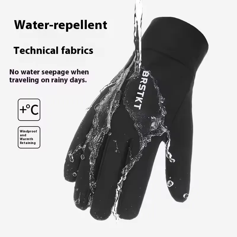 الشتاء الدراجات قفازات دافئة الرجال في الهواء الطلق سميكة الدافئة المحمولة جيب كامل فنجر قفاز شاشة تعمل باللمس مقاوم للماء التزلج الرياضة قفازات #2