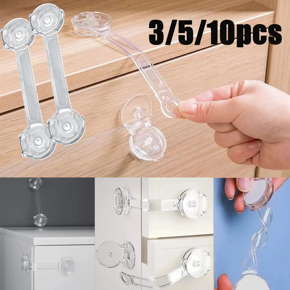 5/10Pcs Child Safety Lock Transparent Anti-Opening Multi-Functional Soft Strap Safety Lock Anti Pinch Safety Protection Buckle