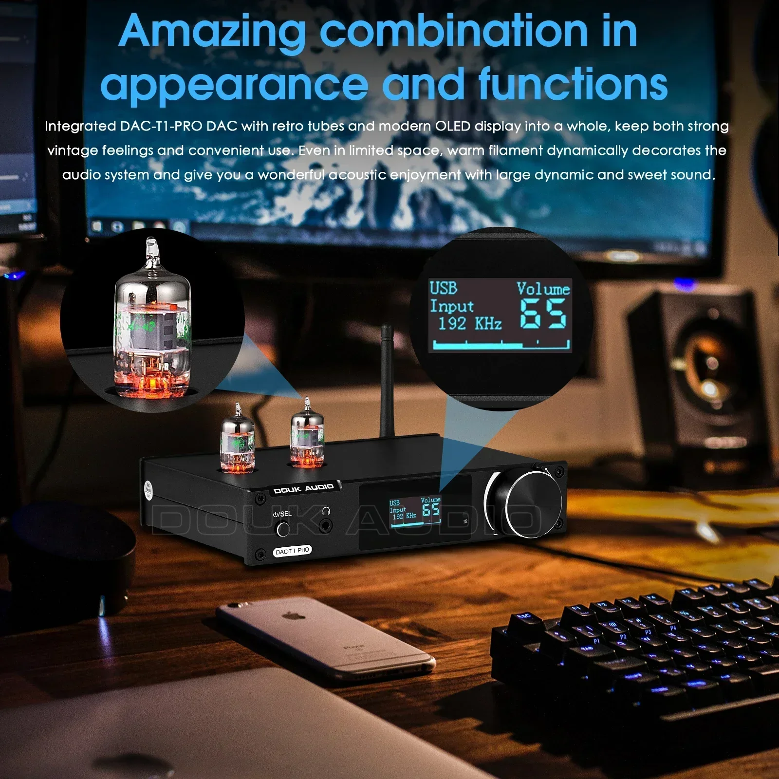 Nobsound HiFi Vacuum Tube Stereo Preamplifier USB DAC Bluetooth 5.0 Receiver S/PDIF D/A  Audio Converter with OLED Display LDAC