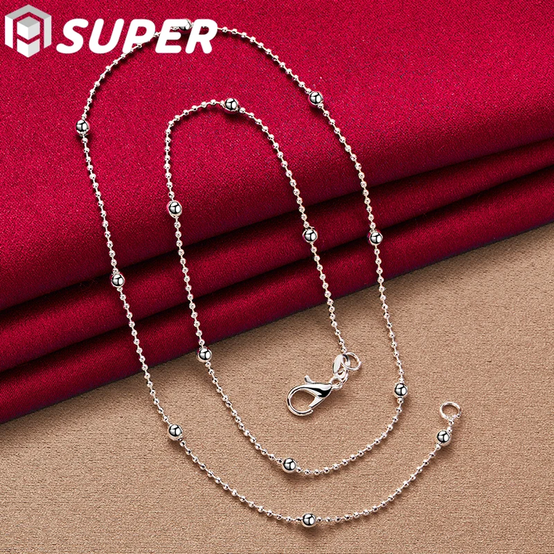 

925 Sterling Silver 16/18/20/22/24Inch 4mm Full Smooth Beads Chain Necklace For Women Man Fashion Wedding Charm Jewelry