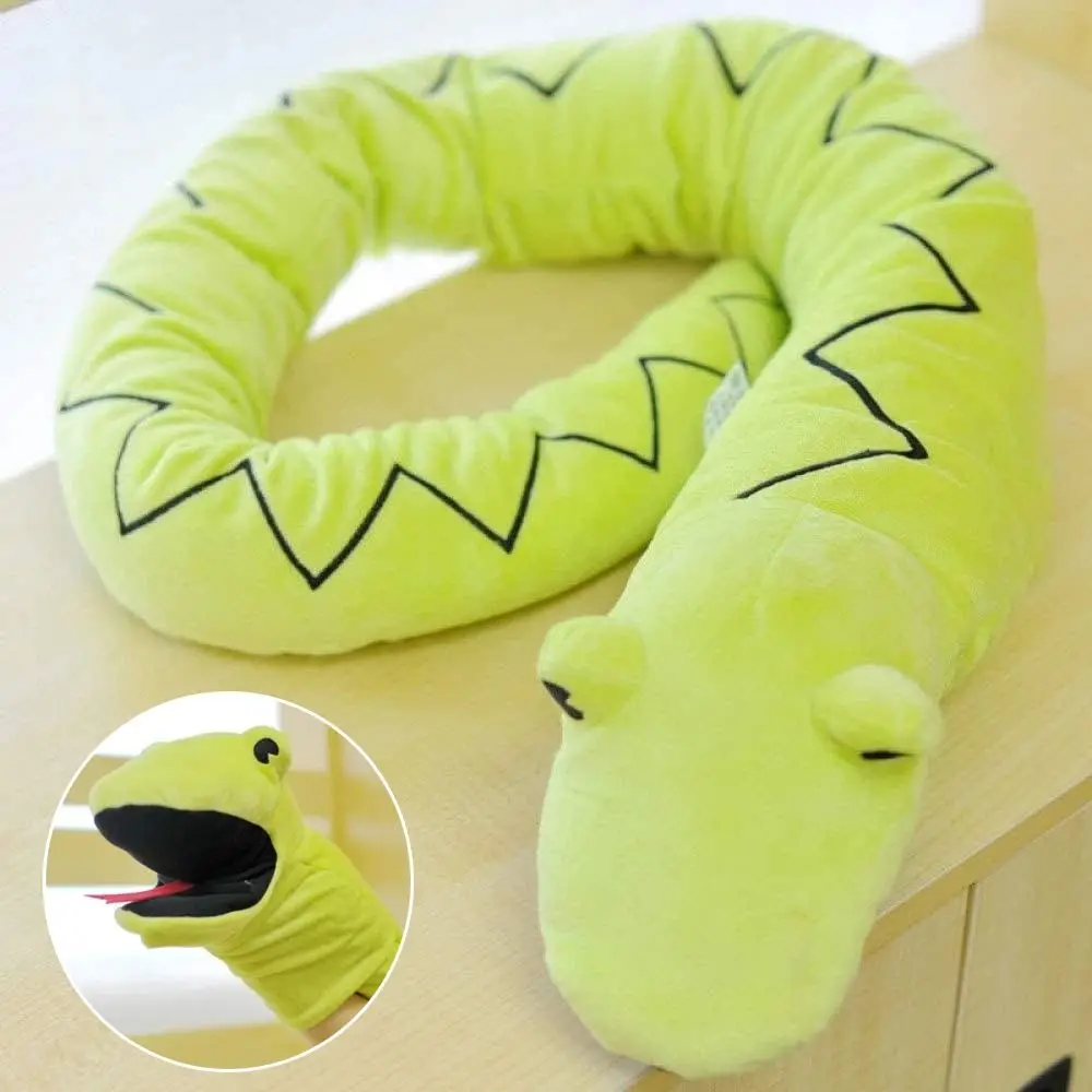 Mond Beweegbare Slang Handpop Groene Slang Realistische Handpop Speelgoed Pluche 150 Cm/59.06 Inch Stuff Snake Python poppen Onderwijs