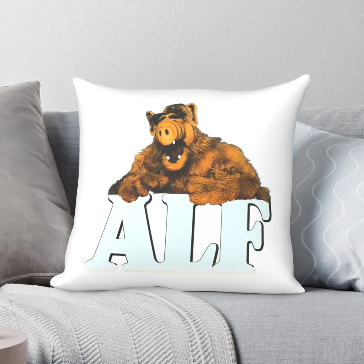 

ALF Pillowcase Polyester Linen Velvet Creative Zip Decor Pillow Case Sofa Cushion Case 45x45