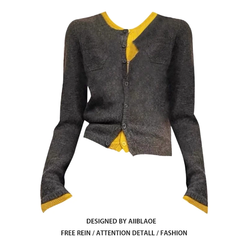 

Корейский ленивый цвет Blo Long Sve вязаный irt женский осенне-зимний тонкий ор Sle внутренняя одежда кардиган топ