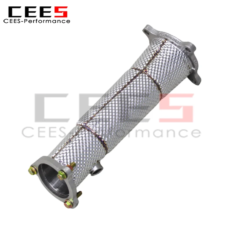 CEES Turbo Downpipe Exhaust for Audi A7 2.0T 2019-2024 SUS304 Sport Exhaust Header with Heat Shield Straight Through Front Pipe
