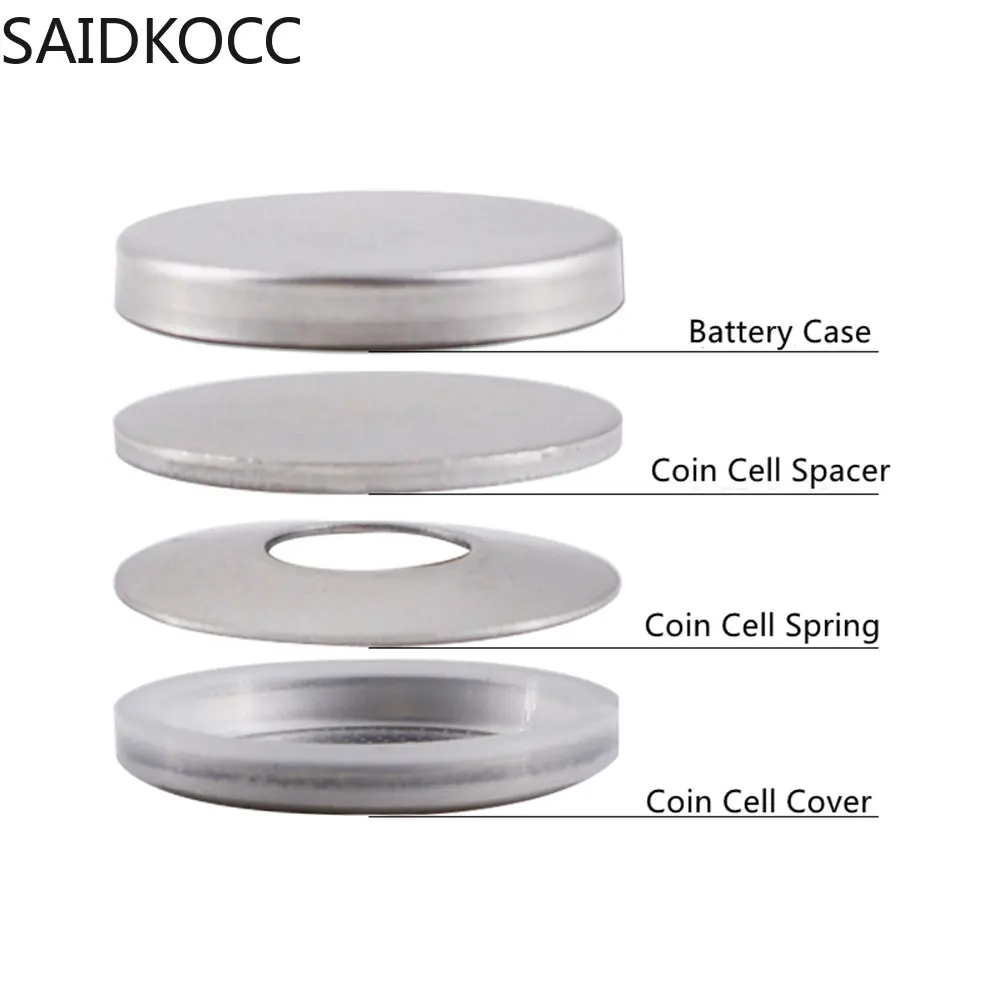Imagem -03 - Pilha de Moedas de Cr2032 de Saidkocc 304 Parte Cases da Pilha da Moeda do Conjunto com Mola de 1.1 mm e Espaçador de 1.0 mm Aço Inoxidável a