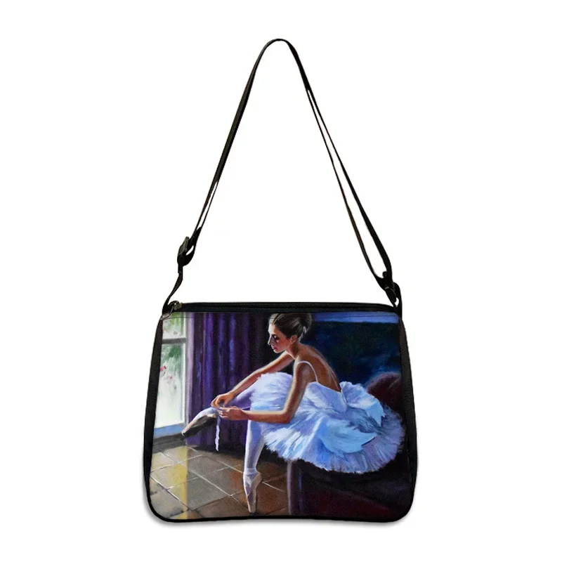 Graceful Ballerina Girl Print Handbag New Elegant Dance Women Underarm Bags Casual Shopping Portable Shoulder Bag Cute Tote Bags