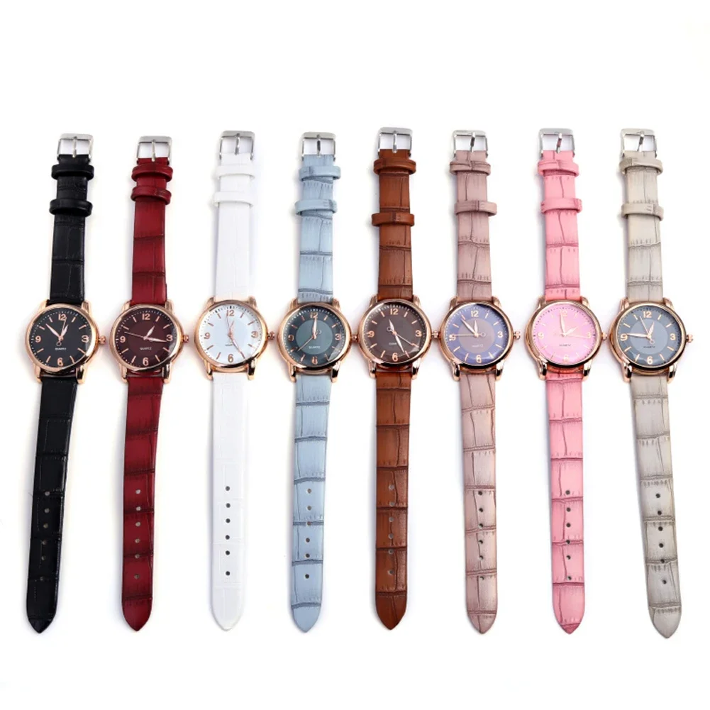 Fashion Ladies Quartz Watch Faux Leather Strap Women Dial Bamboo Grain aux Leather Strap Watches Quartz Wrist Watch Female Gifts